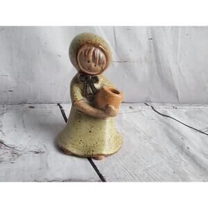 Vintage UCTCI Japanese Stoneware Girl Holding Planter Bud Vase Figurine 4inches